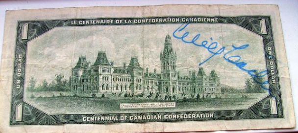 1967-One-Dollar-Bill-&-*-Wilf-Carter-*-Autograph